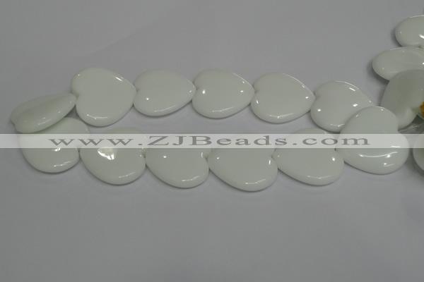 CPB109 15.5 inches 35*35mm heart white porcelain beads wholesale