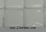 CPB116 15.5 inches 25*25mm square white porcelain beads wholesale