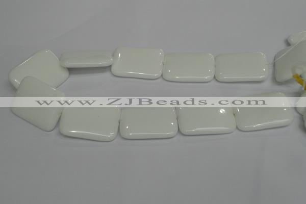 CPB125 15.5 inches 30*40mm rectangle white porcelain beads wholesale