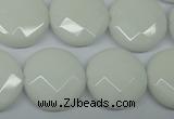 CPB304 15 inches 18mm faceted coin white porcelain beads