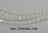 CPB31 15.5 inches 4mm faceted round white porcelain beads wholesale