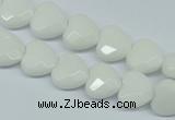 CPB310 15 inches 12*12mm faceted heart white porcelain beads