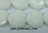 CPB314 15 inches 20*20mm faceted heart white porcelain beads