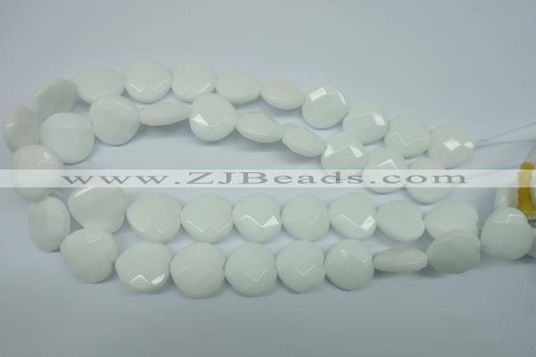 CPB314 15 inches 20*20mm faceted heart white porcelain beads