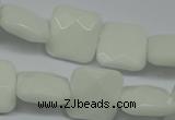 CPB322 15 inches 16*16mm faceted square white porcelain beads