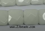 CPB324 15 inches 20*20mm faceted square white porcelain beads