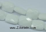 CPB328 15 inches 10*14mm faceted rectangle white porcelain beads