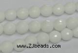 CPB33 15.5 inches 8mm faceted round white porcelain beads wholesale