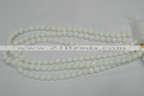 CPB33 15.5 inches 8mm faceted round white porcelain beads wholesale