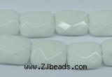 CPB330 15 inches 13*18mm faceted rectangle white porcelain beads