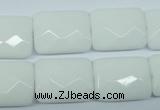 CPB331 15 inches 15*20mm faceted rectangle white porcelain beads