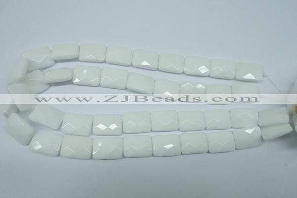 CPB331 15 inches 15*20mm faceted rectangle white porcelain beads