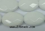CPB340 15 inches 18*25mm faceted oval white porcelain beads