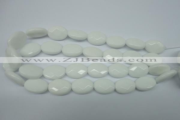 CPB340 15 inches 18*25mm faceted oval white porcelain beads