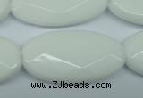 CPB341 15 inches 20*40mm faceted oval white porcelain beads