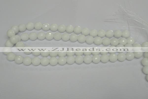 CPB35 15.5 inches 12mm faceted round white porcelain beads wholesale