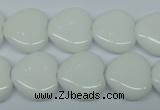 CPB350 15 inches 12*12mm heart white porcelain beads wholesale