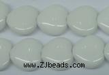 CPB351 15 inches 14*14mm heart white porcelain beads wholesale