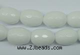 CPB355 15 inches 8*12mm faceted drum white porcelain beads wholesale