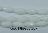 CPB357 15 inches 6*12mm faceted rice white porcelain beads wholesale