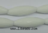 CPB359 15 inches 10*30mm faceted rice white porcelain beads wholesale