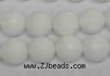 CPB36 15.5 inches 14mm faceted round white porcelain beads wholesale