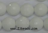 CPB37 15.5 inches 16mm faceted round white porcelain beads wholesale