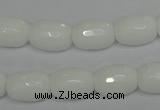 CPB41 15.5 inches 10*14mm faceted drum white porcelain beads