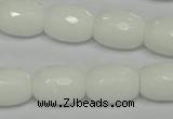 CPB42 15.5 inches 12*16mm faceted drum white porcelain beads