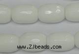 CPB43 15.5 inches 13*18mm faceted drum white porcelain beads