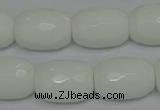 CPB44 15.5 inches 15*20mm faceted drum white porcelain beads