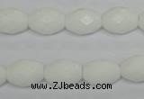 CPB46 15.5 inches 10*14mm faceted rice white porcelain beads