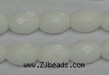 CPB47 15.5 inches 12*16mm faceted rice white porcelain beads