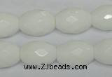 CPB48 15.5 inches 13*18mm faceted rice white porcelain beads