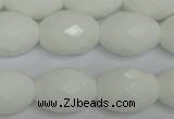 CPB49 15.5 inches 15*20mm faceted rice white porcelain beads