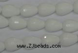 CPB51 15.5 inches 10*14mm faceted teardrop white porcelain beads