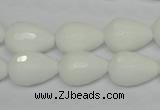 CPB52 15.5 inches 12*16mm faceted teardrop white porcelain beads