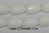 CPB53 15.5 inches 13*18mm faceted teardrop white porcelain beads