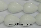 CPB54 15.5 inches 15*20mm faceted teardrop white porcelain beads