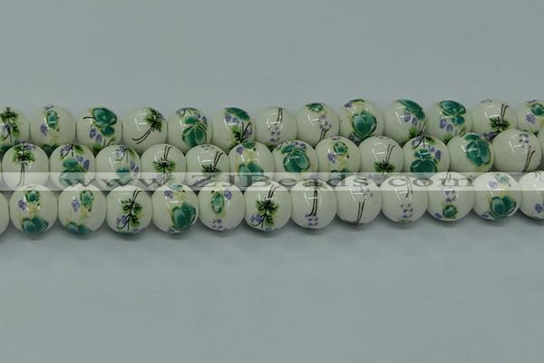 CPB581 15.5 inches 6mm round Painted porcelain beads