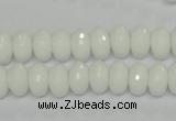 CPB59 15.5 inches 6*10mm faceted rondelle white porcelain beads