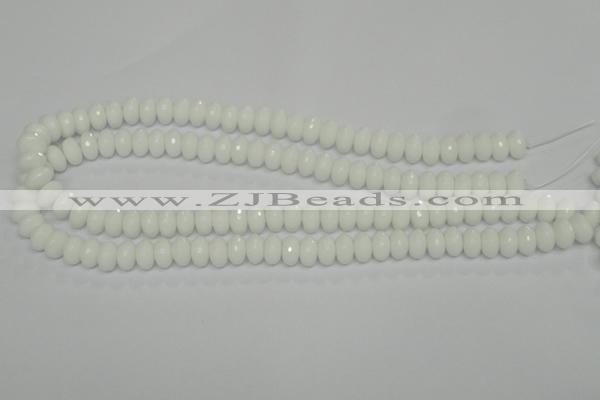 CPB59 15.5 inches 6*10mm faceted rondelle white porcelain beads