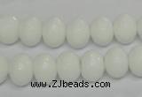 CPB60 15.5 inches 8*12mm faceted rondelle white porcelain beads