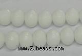 CPB60 15.5 inches 8*12mm faceted rondelle white porcelain beads