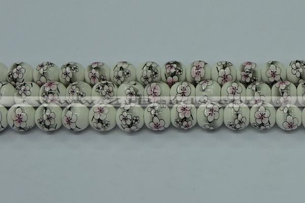 CPB601 15.5 inches 6mm round Painted porcelain beads