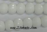 CPB61 15.5 inches 10*14mm faceted rondelle white porcelain beads