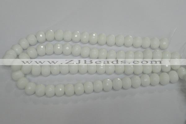 CPB61 15.5 inches 10*14mm faceted rondelle white porcelain beads