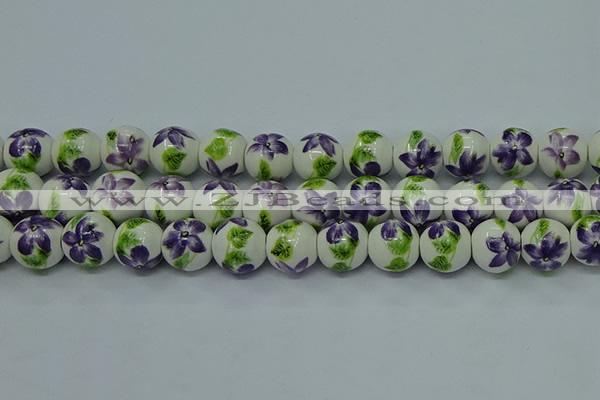 CPB624 15.5 inches 12mm round Painted porcelain beads