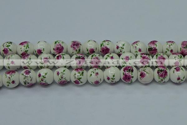 CPB632 15.5 inches 8mm round Painted porcelain beads