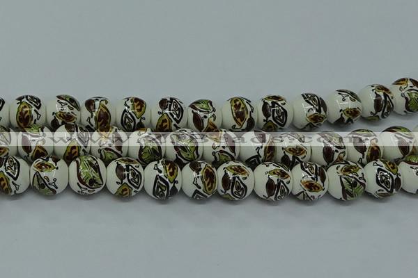 CPB645 15.5 inches 14mm round Painted porcelain beads